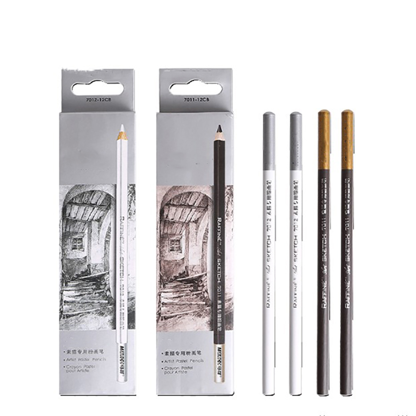 3 unids/set lápices para dibujar carbón de leña, Color blanco, marrón, negro, recarga de 4,0mm, fuente de lápices para pintar carbón vegetal