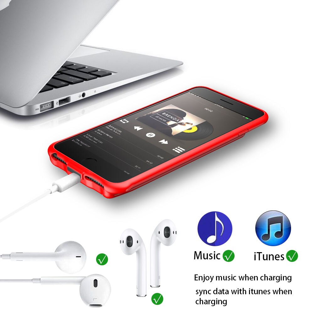 Araceli para iphone 6 plus caso de bateria 7000 mah banco de potência para iphone 6s mais 7 8 mais caso carregador de bateria