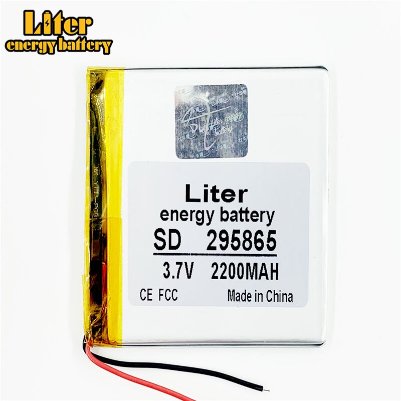 3.7v lithium ion rechargeable battery 295865 2200mAh For small MP3 bluetooth speakers MP4 dri: 295865 2200mAh