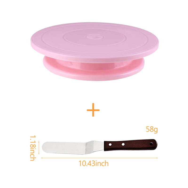 Plastic Cake Turntable Set Rotating Cake Decorating Turntable Stand DIY Cakes Rotator Revolving Cakes Decorating Tool 132: Pink2pcs