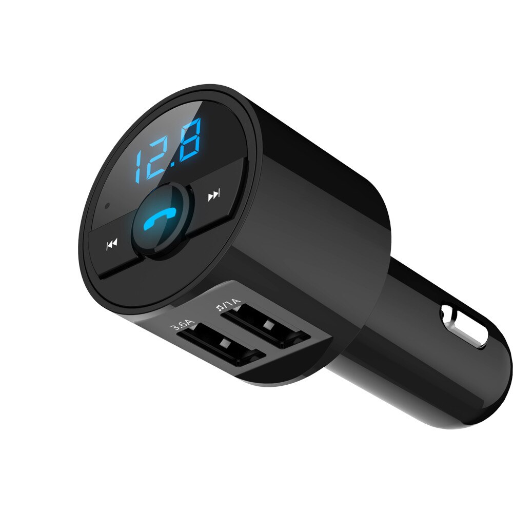 Manos Libres Bluetooth FM Transmisor MP3 Con Cargador USB Dual Para Coche – 12V-24V, Pantalla De Voltaje Y Conexión Automática