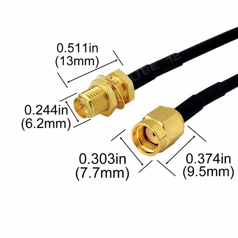 Coaxial Extension Cable RP-SMA male to RP-SMA female 5m Wire Antenna Cables RG58 black for WiFi antenne router or WiFi router