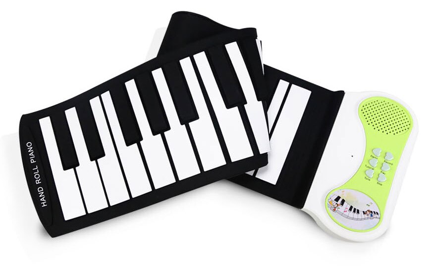 ! Piano à clavier souple en silicone avec 37 touches, 8 tons différents, 6 chansons de démonstration (bleu, rose, vert)