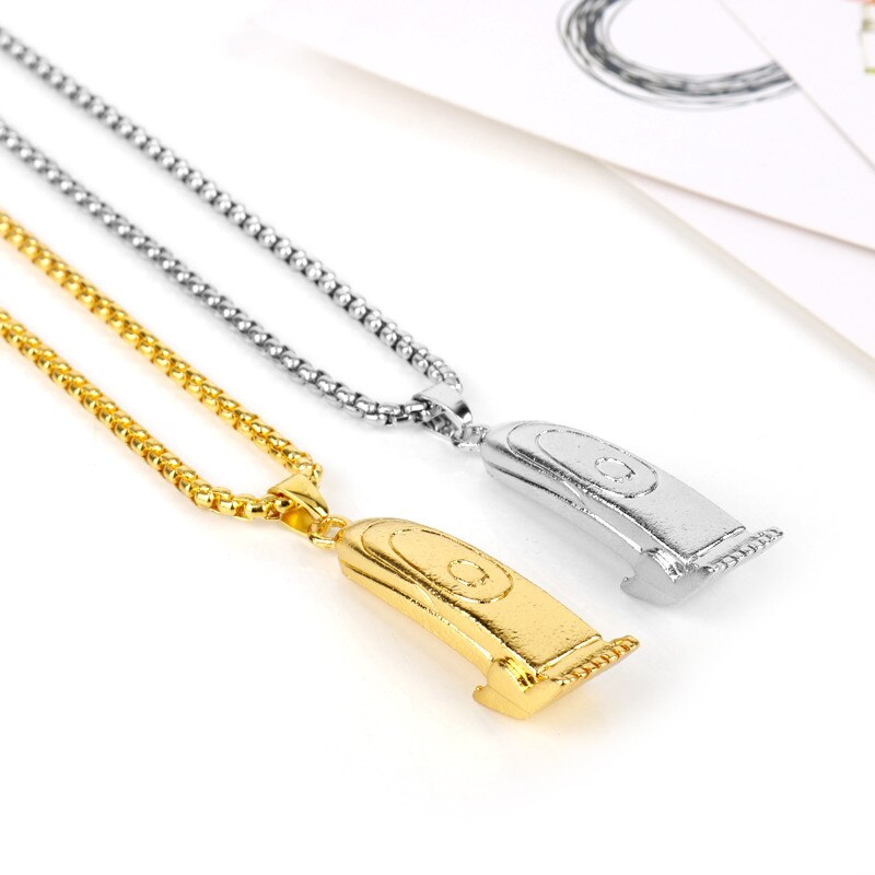 Barber Shop Pole Necklace Hair Dresser Tools 3D Barber Pole Razor Dryer Scissors Comb Hairdresser Pendants Necklaces Men Women