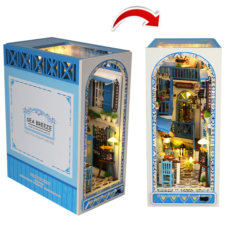 Kits de inserción de estante para rincón de libros, casa de muñecas en miniatura con muebles, caja para habitación, sujetalibros de flores de cerezo, tienda japonesa, juguetes,: Multicolor