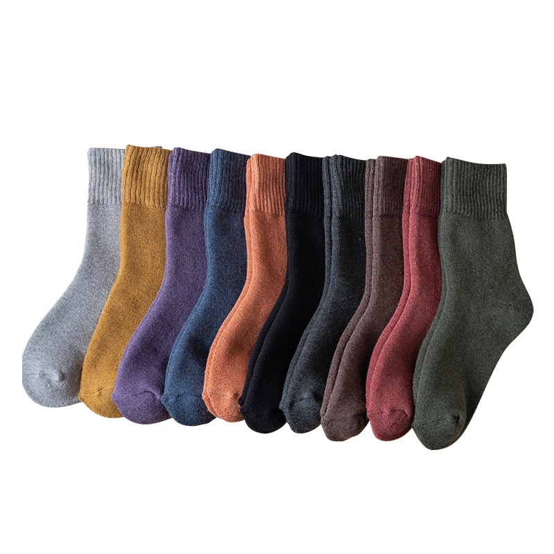 Winter warme damessokken effen kleur badstof dikke sokken dames 1 paar/verpakking