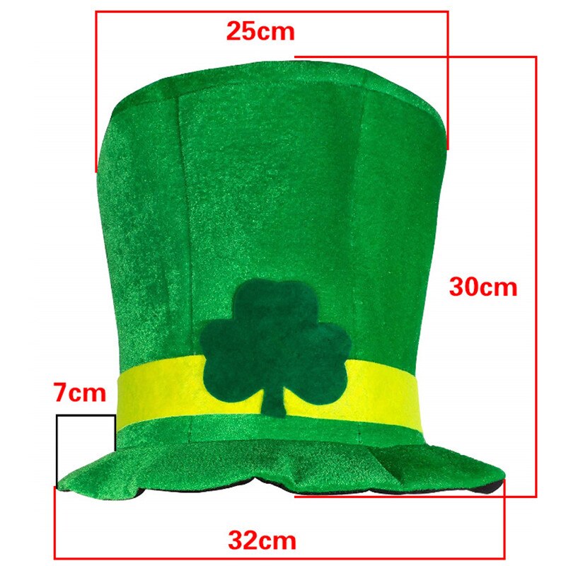 Irish Shamrock Hat Green Velvet Top Hat Happy St. Patrick'S Day Party Costume Hat Green Four-Leaf Clover Costume Props