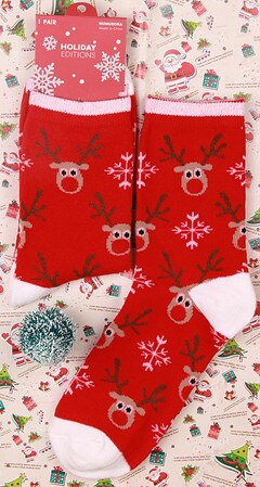 2020 novos Chegada das Mulheres Meias Curtas Bonito Elk e Papai Noel Socks Meias de Algodão Crew Socks Para As Mulheres Natal meias: 003