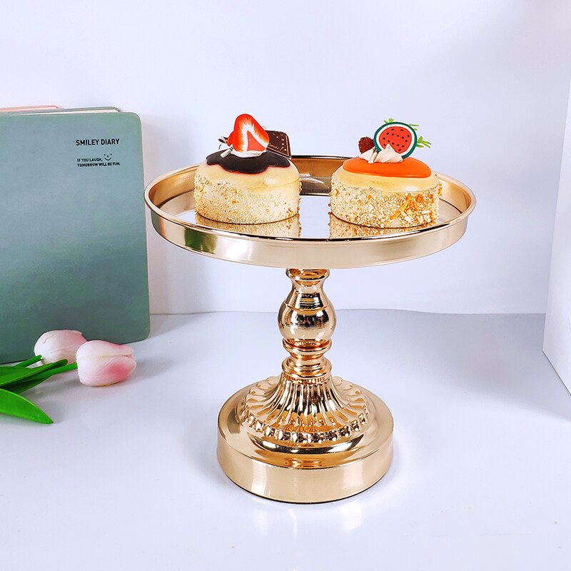 1Pc Gold plating Crystal Cake Stand set Dessert Tray Mirror Surface Wedding cupcake stand Decorative Candlestick