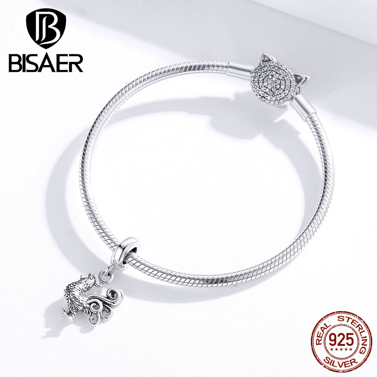 Rooster BISAER 925 Sterling Silver Brave Rooster Cock Animal Beads Charms fit Women Bracelets DIY Silver 925 Jewelry ECC1337