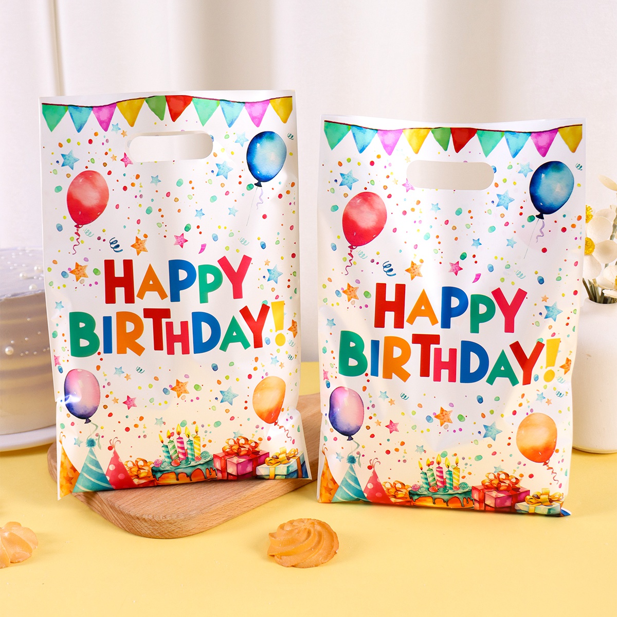 10/20/50 Uds. Bolsas de de feliz cumpleaños bolsas de recuerdo de de plástico con globo de estrella para de cumpleaños de adultos cocina en casa