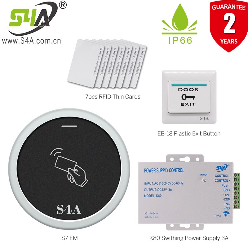 S4A Waterproof RFID Metal Access Control Outdoor Door Opener Electronic Lock System with EM4100 Keychains: A Kit