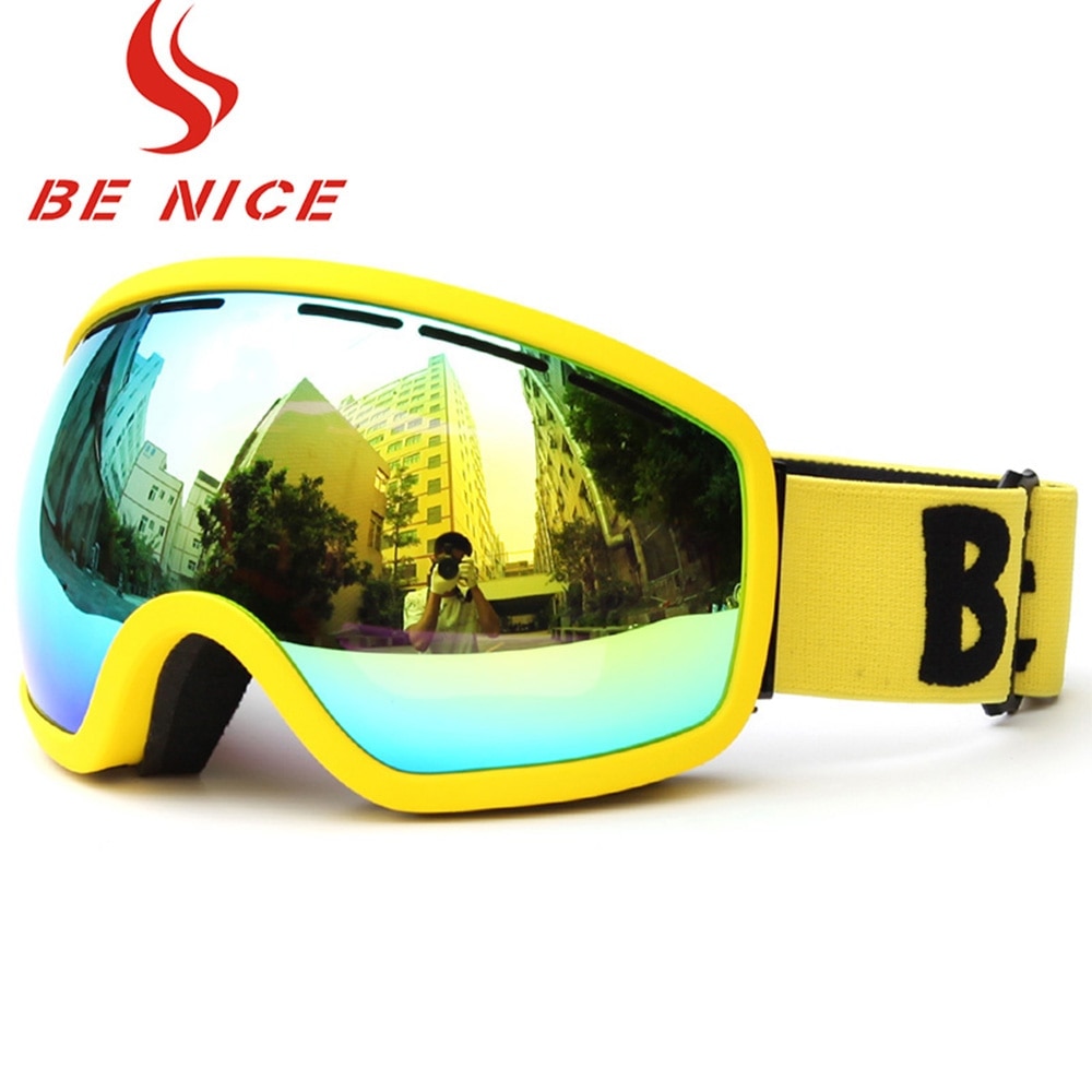 Benice Ski Goggle Sneeuw Bril/Uv-Bescherming Multi-color Dubbele Anti-Fog Lens Snowboard skiën Goggle Met Gratis Tas