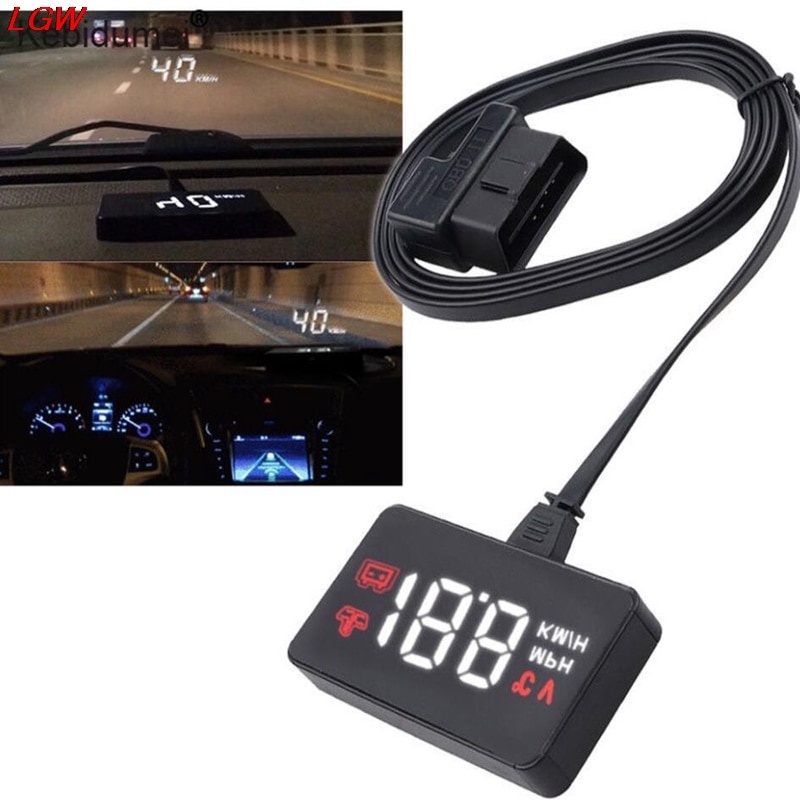 Pantalla HUD Head Up para coche, sistema de advertencia de exceso de velocidad, proyector de velocidad para parabrisas de EE. UU., A100 OBD2 EUOBD