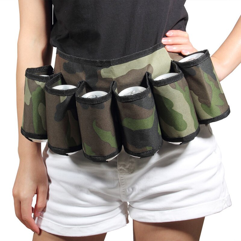 Portable bière sac bouteille taille ceinture pratique bouteilles de vin boisson porte-canette pour noël nouvel an Halloween Club fête Costume: Camouflage