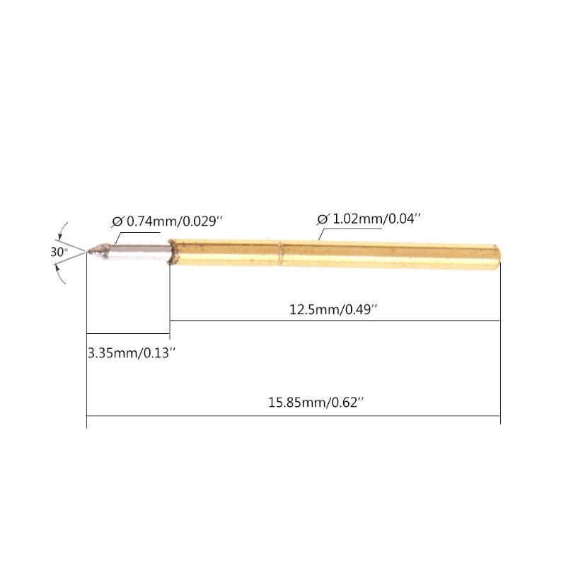 100 kpl halkaisija 1.02mm pituus 15.85mm 100g jousitesti anturi pogo pin työkalu  p75-b1