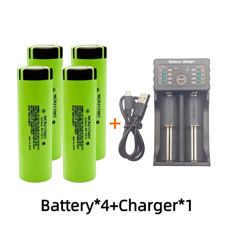Akumulator 21700 Akumulator 3,7 V 4800 mAh 50 A Mocne akumulatory litowo-jonowe o wysokim stopniu rozładowania do elektronarzędzi + ładowarka: Czerwony