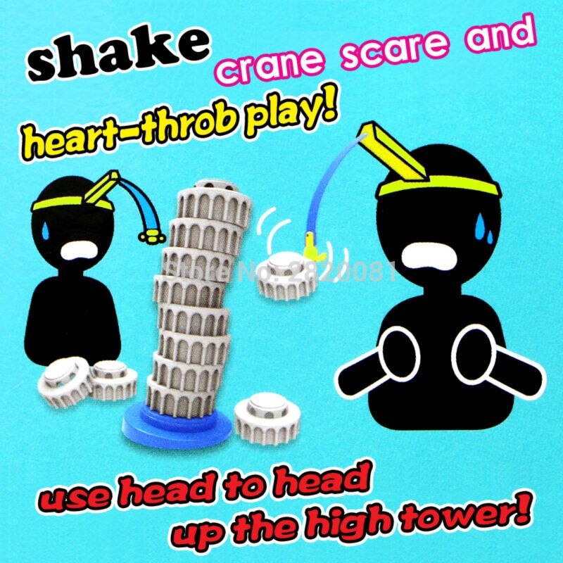 Shake crane scare and heart-throb playuse head to head up the high tower funny game for family interactive tower block toys