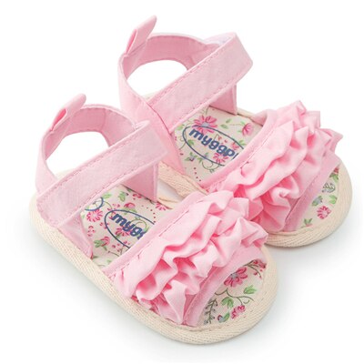 infantile Del bambino Delle Ragazze di Fiore Sandali Carino casuale Scarpe in Tessuto di Cotone antiscivolo Morbida suola bambino Scarpe Basse per L'proprietà a20: Colore rosa / 12