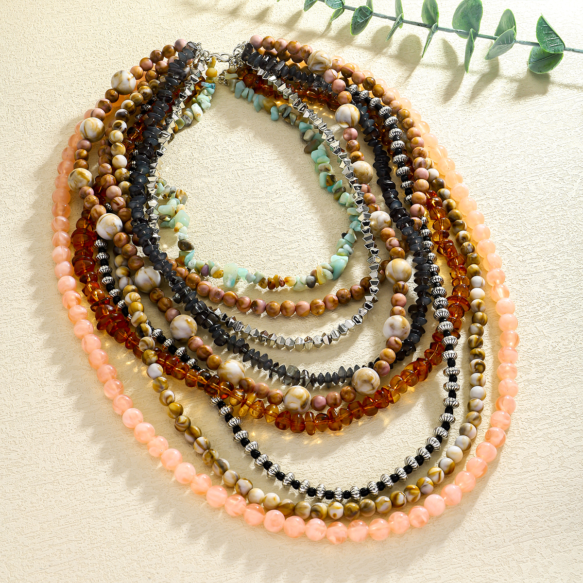 Dvacaman 2025 ZAA Collar de cuentas hecho a mano multicapa Vintage para mujer, collar bohemio de cuentas de resina Multicolor, joyería étnica