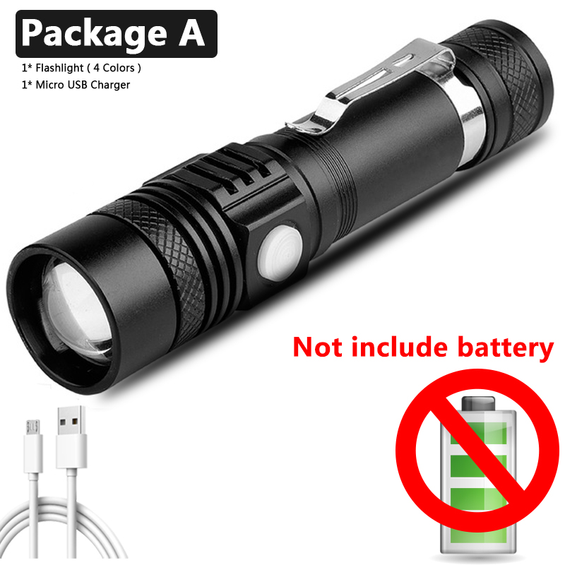 Linterna LED ultrabrillante con XP-L V6, lámpara LED ultrabrillante de XP-L V6, con cuentas, a prueba de agua con zoom, 4 modos de iluminación, carga USB multifunción: S / Azul