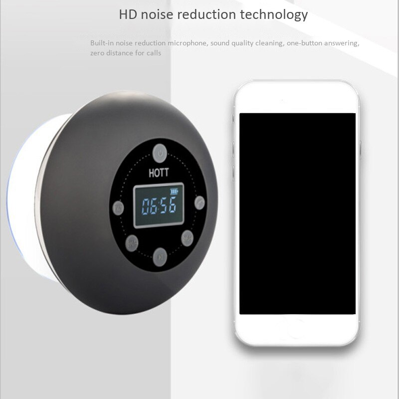 Radio de douche Bluetooth 5.0, haut-parleur, sans fil, étanche, salle de bain, musique DAB, 10 heures, affichage de l'horloge LCD, carte SD