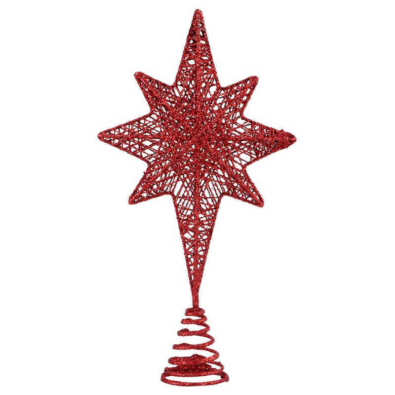 1pc jul otte spidse stjerne træ topper xmas træ ornament (champaign guld): Rød