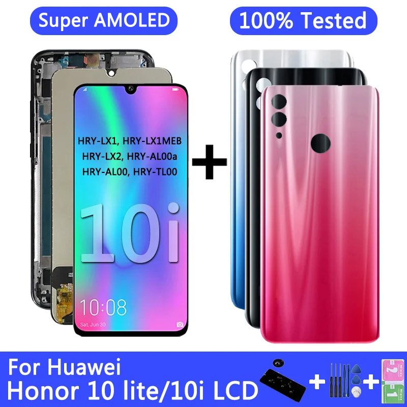 Pantalla LCD Super AMOLED para Huawei Honor 10 lite, montaje de digitalizador con pantalla táctil y marco para honor 10i HRY-LX1 LCD