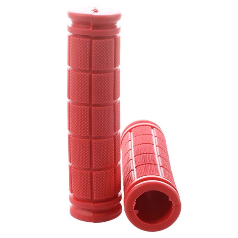 MTB/trekking Stuurgrepen – 132 Mm, PP-rubber, Met Klemringen En Stuureinddoppen – Geschikt Voor Sturen Van 22 Mm – In Het Rood