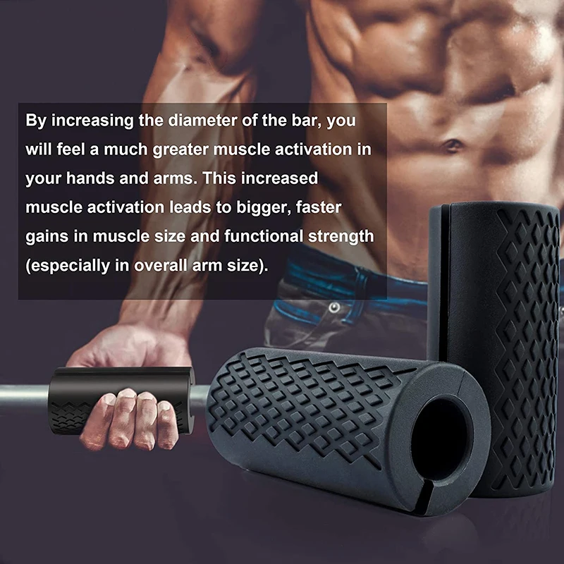 1 Paar Langhantel-Hantelgriffe, dicke Stangengriffe, Crossfit-Silikon-Anti-Rutsch-Pad, zum Hochziehen, Gewichtheben, Kettlebells, Fett Griff