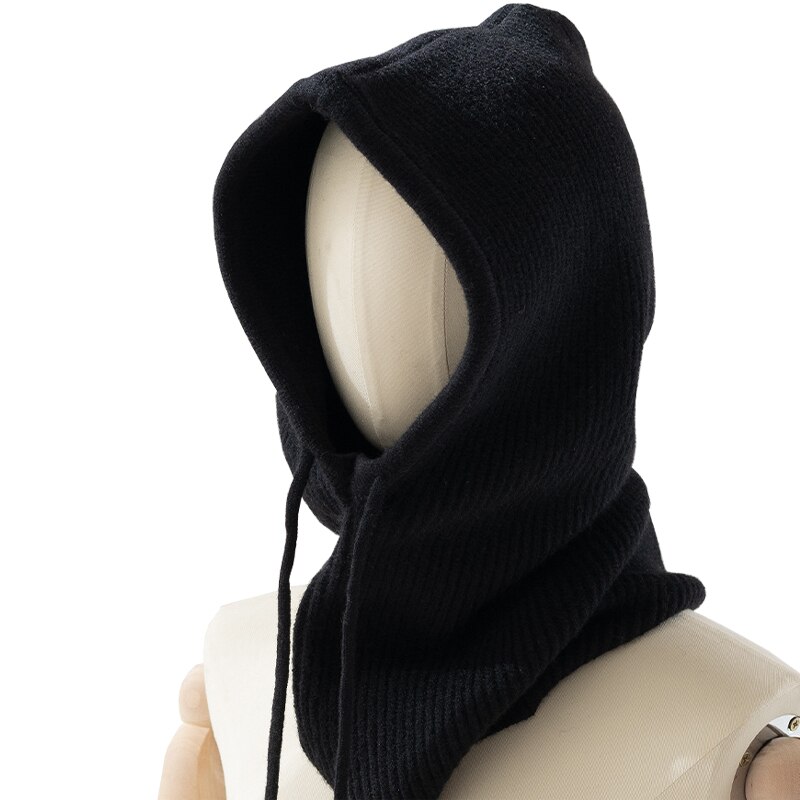 Gorro con capucha para mujer y niña, bufanda de doble uso, de punto grueso y cálido, novedad, Invierno