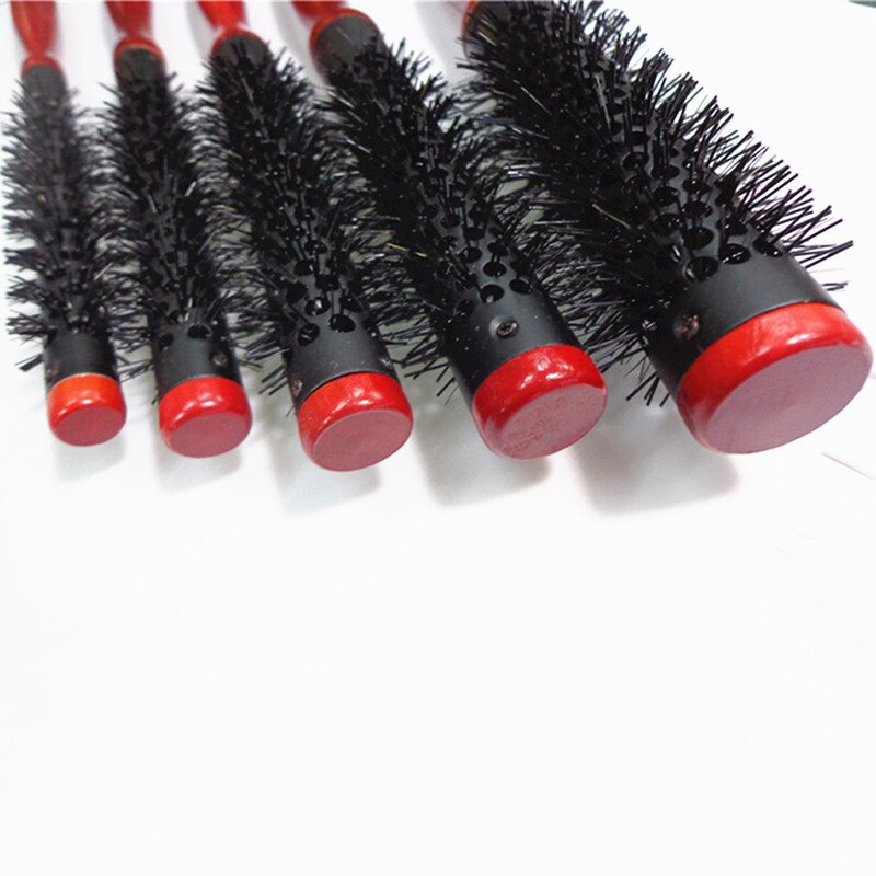 1pc bouclé rond rouleau brosse à cheveux Nylon peigne Salon barbier brosse à cheveux coiffure style outil bord contrôle bois peigne