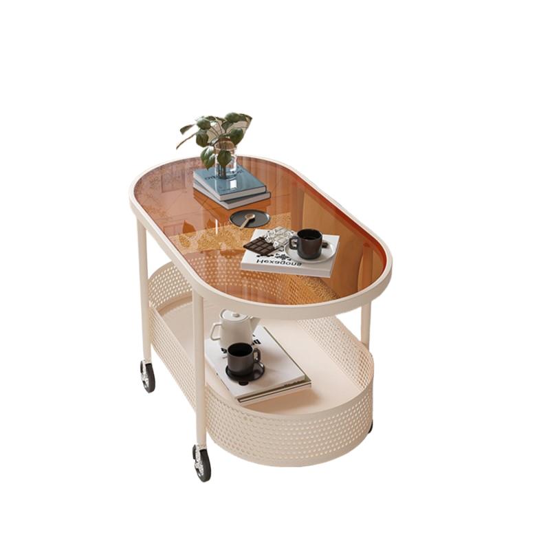 OLEVO Mobiele theetafel Woonkamer Thuis Bank Bijzettafel met wielen Bedhoofd Glazen kar te gebruiken Niet veel ruimte opnemen