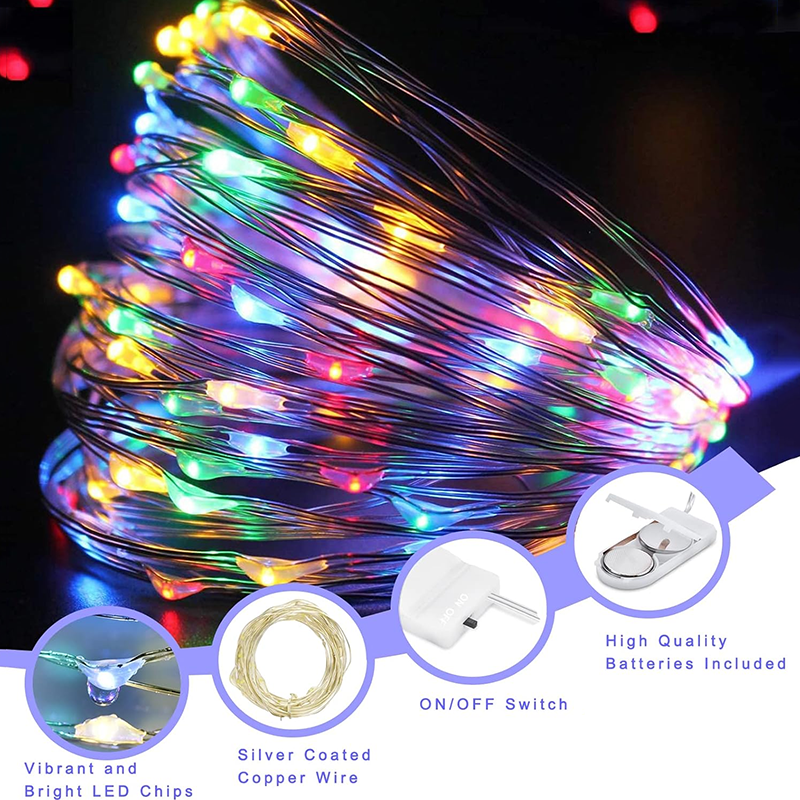 Guirnalda de luces LED con 3 modos, guirnaldas centelleantes alimentadas por batería, luces para dormitorio, boda, , cumpleaños, del día de la madre, decoración