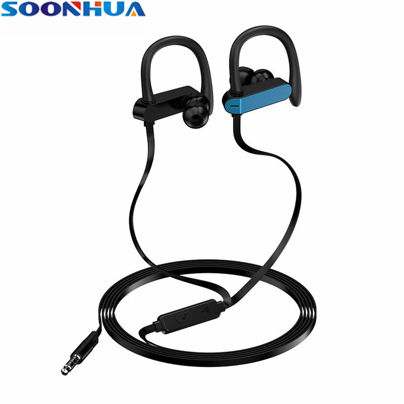 SOONHUA miękkie słuchawki z zaczepem na ucho bas radiowy kabel słuchawkowy sterowany 3.5mm wtyczka słuchawka do ipoda Laptop PS Vita z torbą OPP