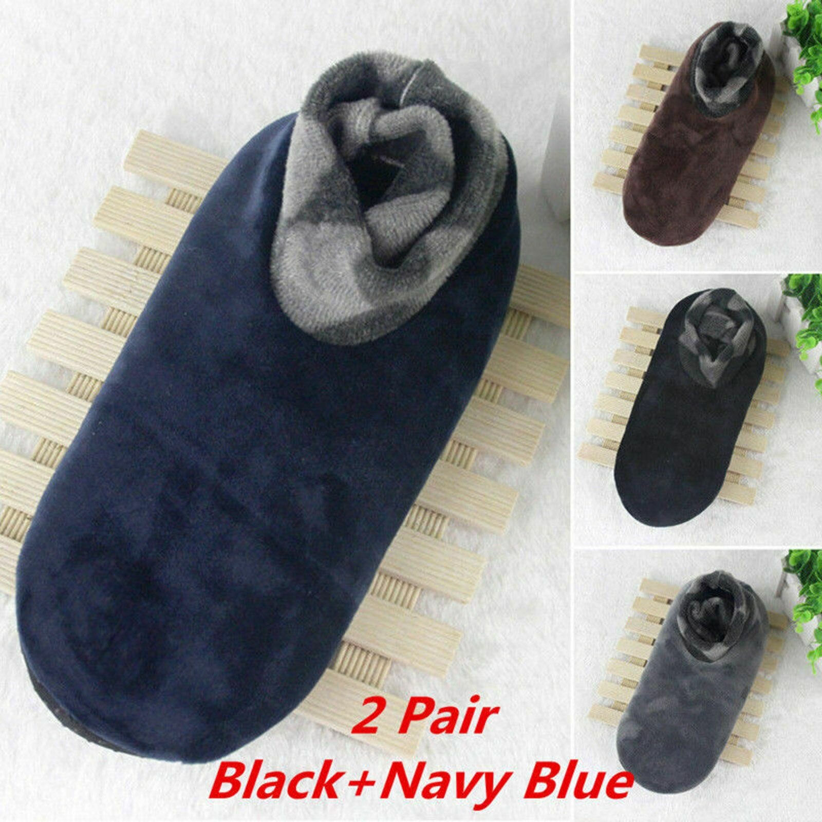 1pair Men's Winter Warm Double-faced Fleece Bed Sock Non Slip Slipper Floor Socks Men Sports Therapy Ankle Pain Relief Socks