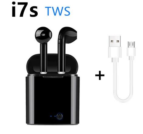 Auriculares Bluetooth i7s TWS 5,0, auriculares inalámbricos con sonido de alta fidelidad, Auriculares deportivos estéreo, auriculares para juegos manos libres para xiaomi huawei: i7s tws black