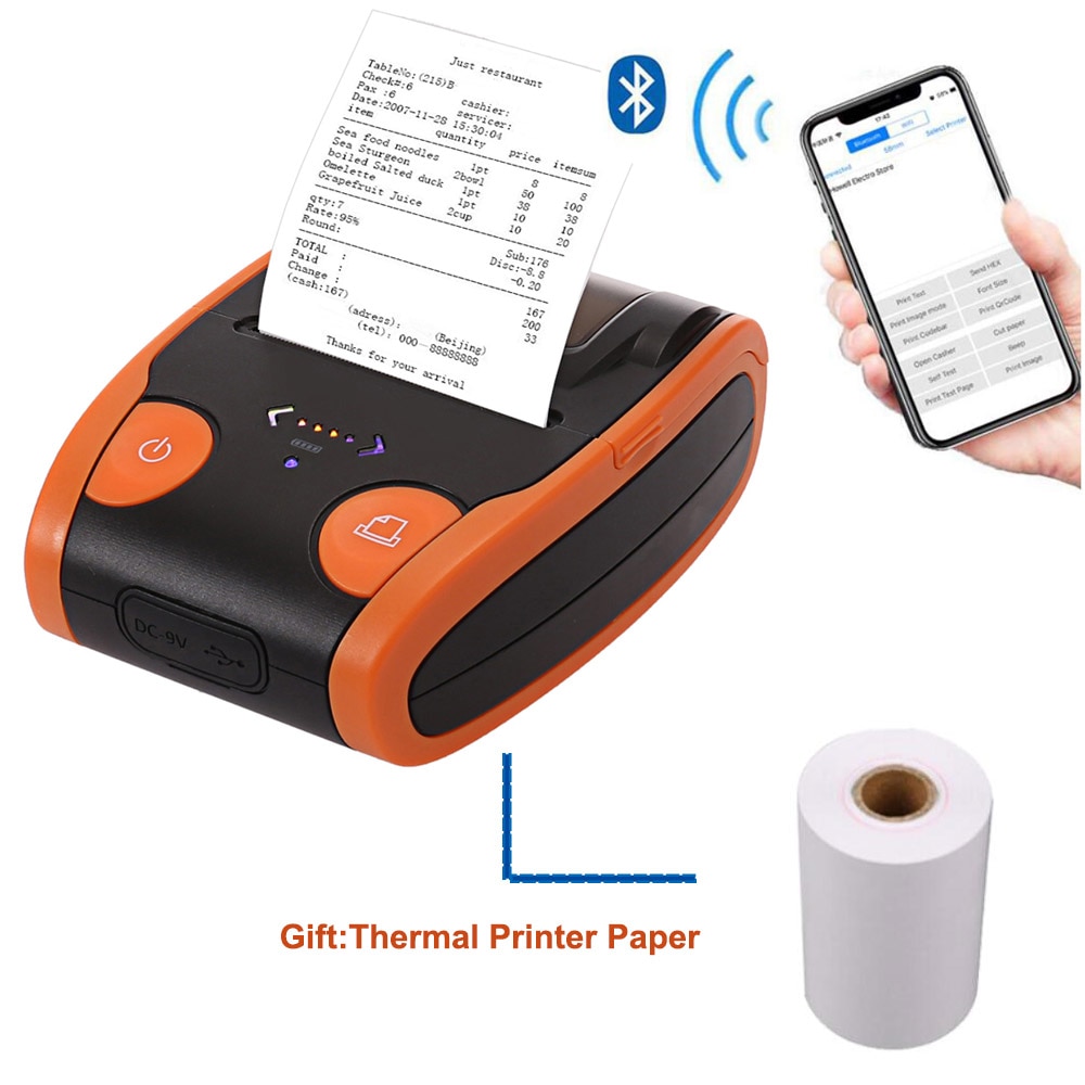 Portable Mini 58mm Bluetooth Wireless Thermal Sticker Receipt Ticket Printer For POS Bill Machine shop printer for Store
