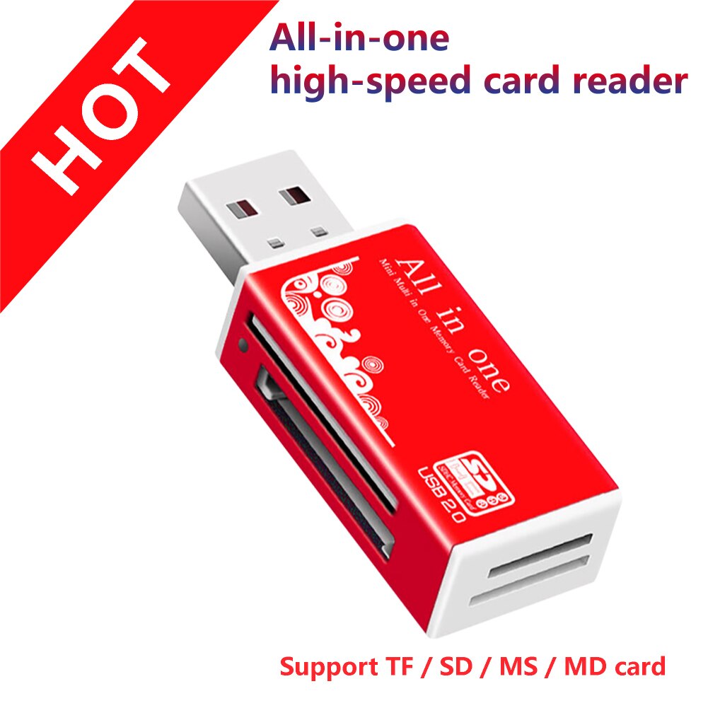 Multi All in 1 Micro USB 2.0 Memory Card Reader Adapter for Micro SD SDHC TF M2 MMC MS PRO DUO Card Reader: Red
