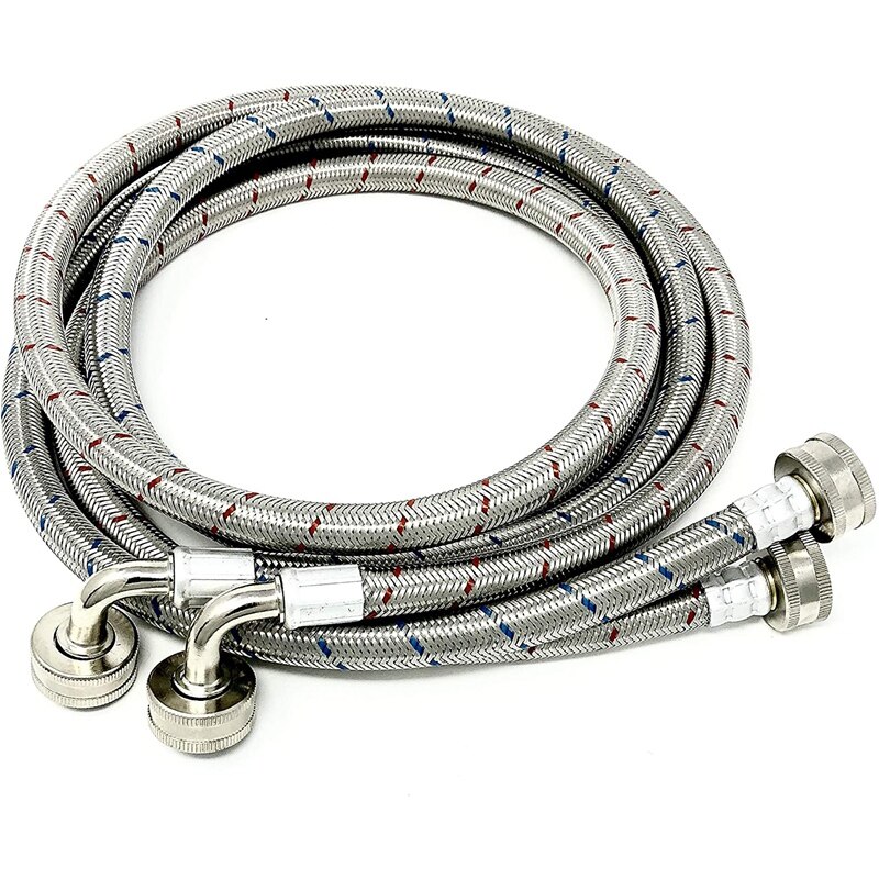 2 Pieces of High-Grade Stainless Steel Washing Machine Corrosion-Resistant and Cold Water Supply Hoses