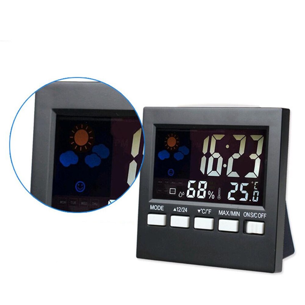 Lcd Digitale Scherm Thermometer Weer Hygrometer Indoor Elektronische Temperatuur-vochtigheidsmeter Klok Kalender