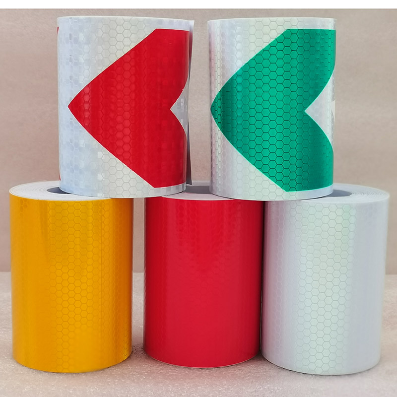Cinta reflectante de seguridad para motocicleta, pegatinas rojas y blancas, tira Diagonal, Material reflectante, 10cm x 10m