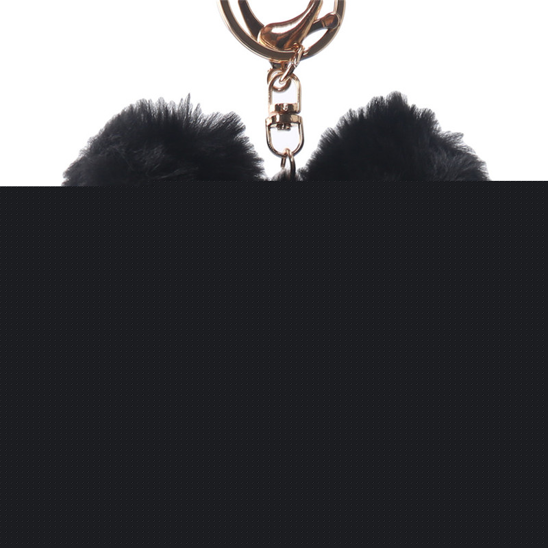 Llaveros para chica juguete de ornamento bebé niños niñas Corazón de amor juguetes de peluche suaves bola de peluche llavero de Metal llaveros para niños juguete para: black