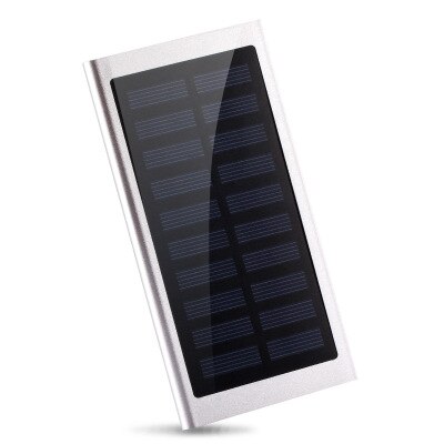 Solar Power Bank Portable Mobile Power Bank Fast Charging 30000mAh External Battery Smartphone LED Lighting Waterproof Battery: silver