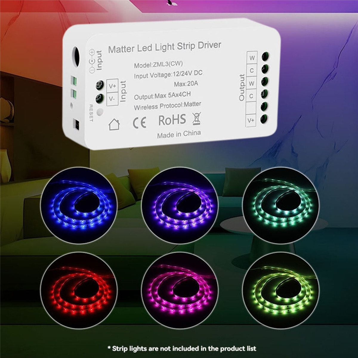 3X Matter Wifi LED Strip Light Controller CW Controller LED Strip Bixb/Siri/For Google Home/For Alexa Control Support-Y41A