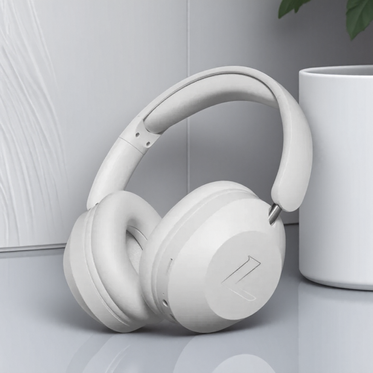 Kabelloses bluetooth-Headset, faltbarer sportkopfbüGel, kopfhörer mit hoher leistung, audiogerät für mobiltelefone: Weiß