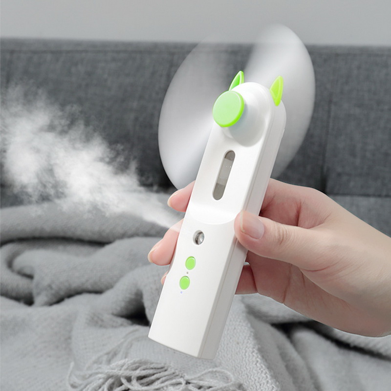 2 In 1 Water Spray Mist Fan Elektrische Usb Oplaadbare Handheld Mini Ventilator Koeling Airconditioner Luchtbevochtiger Voor Outdoor