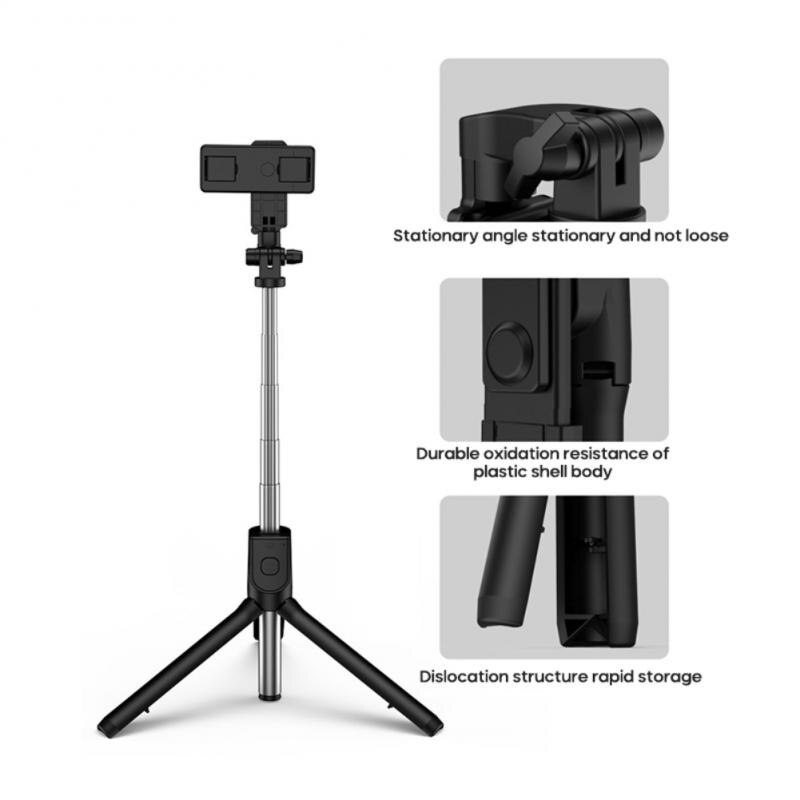 360 rotación Selfie Stick extensible Monopod trípode con doble Luz de relleno Selfie Stick para teléfonos móviles Bluetooth remoto