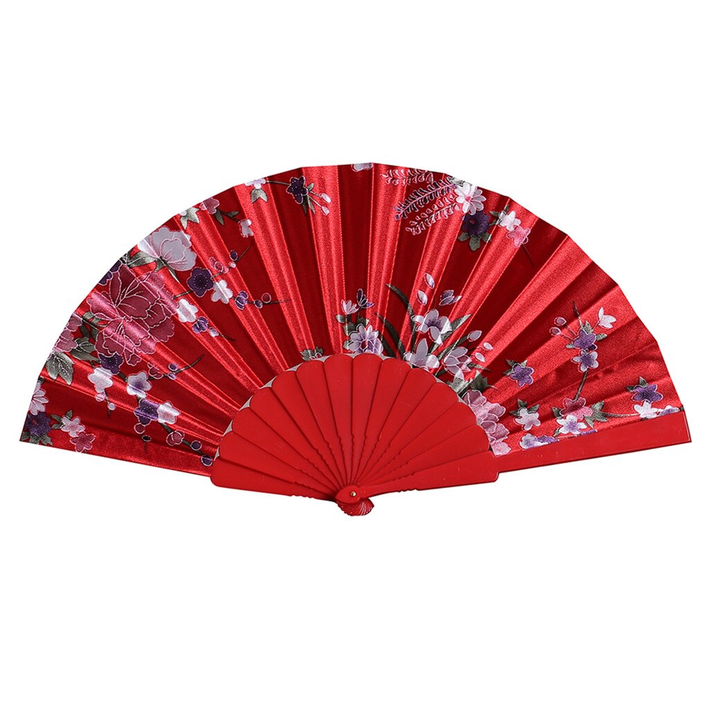 1 Pcs Vintage Chinese Gesponnen Zijde Bloem Afdrukken Hand Fan Folding Hollow Gesneden Hand Fan Event & Party Benodigdheden Abanicos de Mano