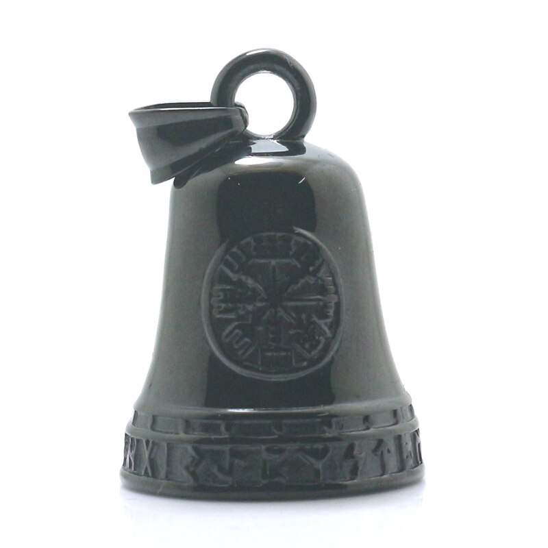 Unisex 316L Stainless Steel Gothic Viking Bell Pendant: Black